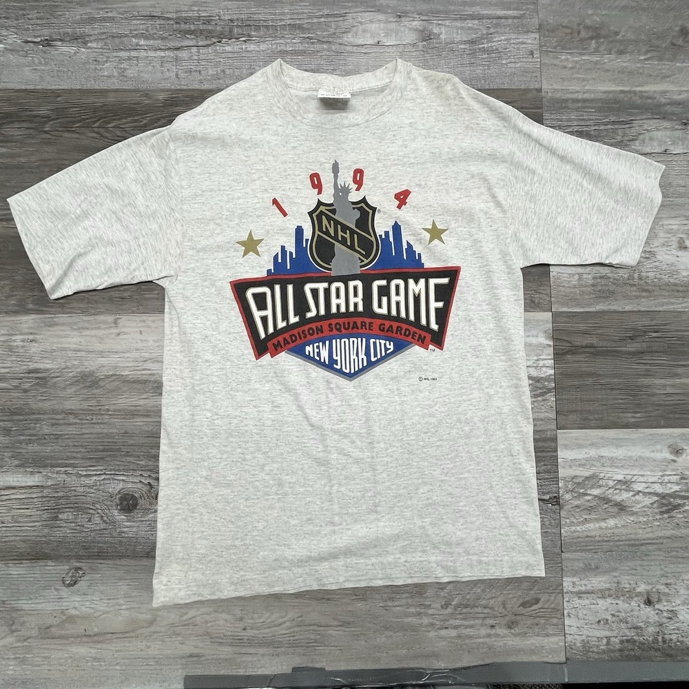 Vintage 90s 1994 NHL All‎ Star Game NYC Madison Square Garden White T-shirt L